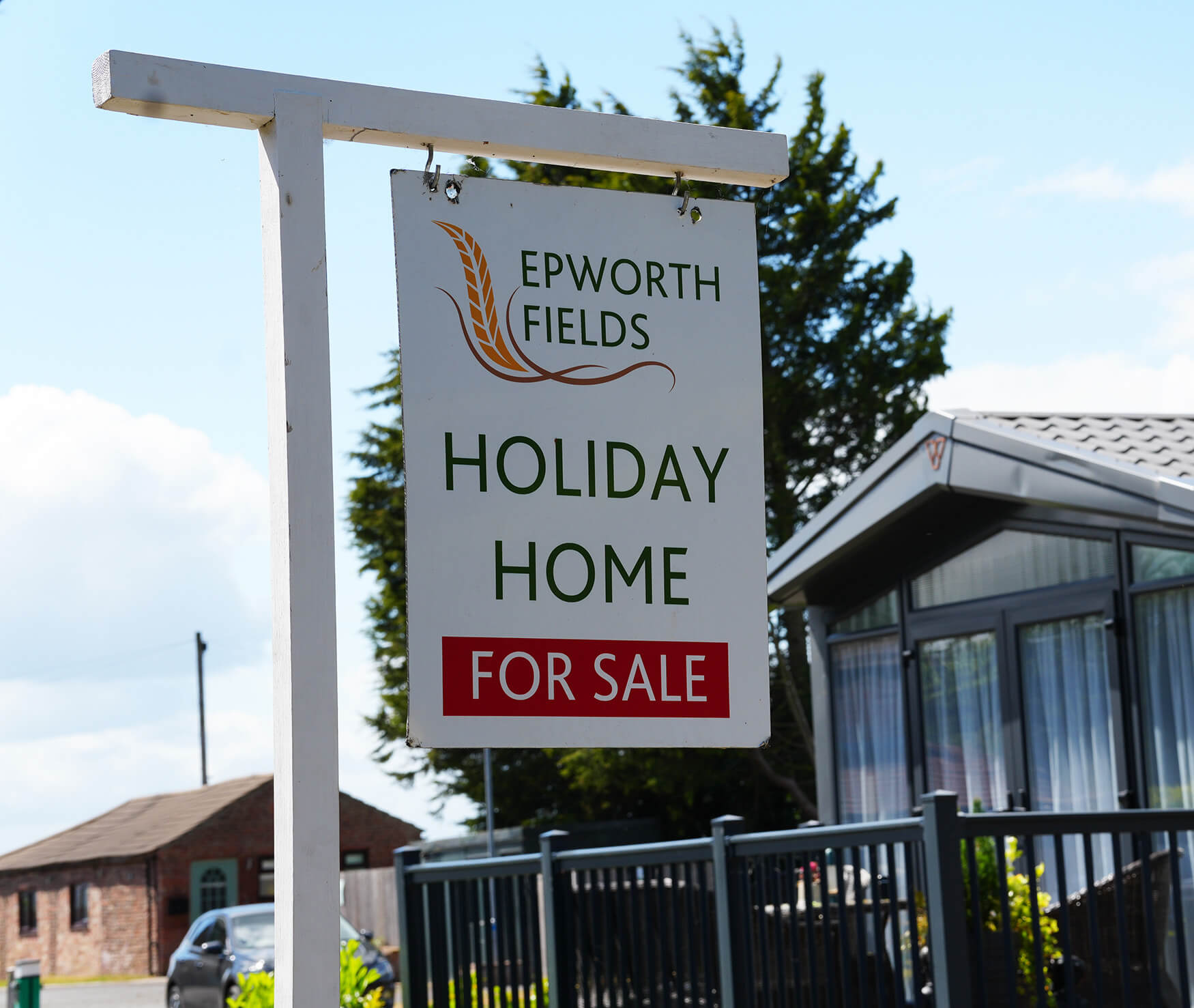 Holiday home for sale sign at Epworth Fields, lodges for sale near Thorne