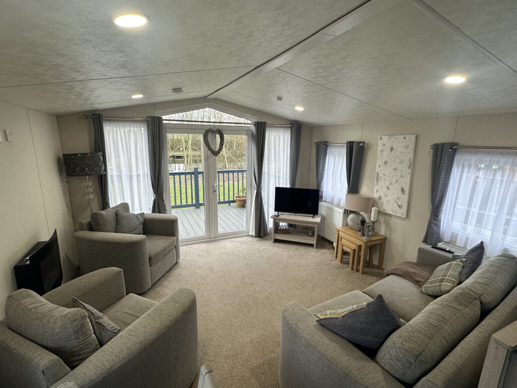 Bedroom inside a static lodge for sale
