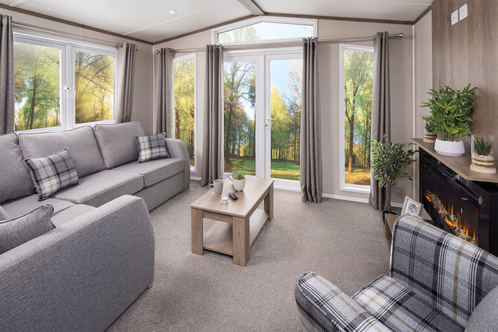 Spacious lodge lounge, the upgrade from a static caravan